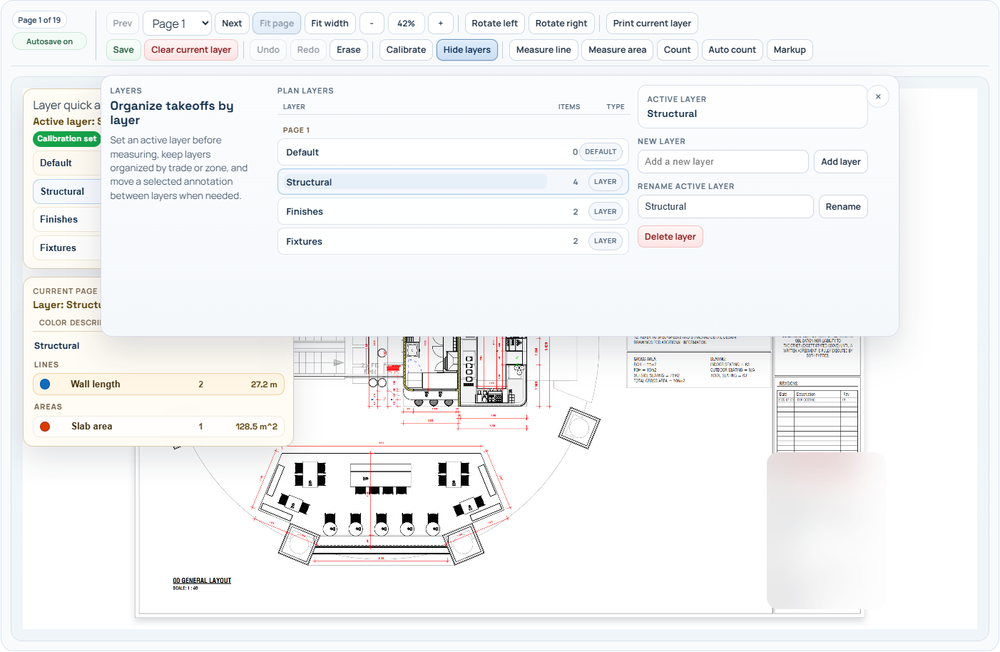 Plan workspace with layers panel open
